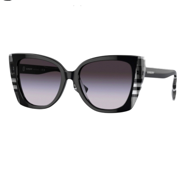 Burberry NWTs Meryl Shiny Black, White Sunglasses main image 6